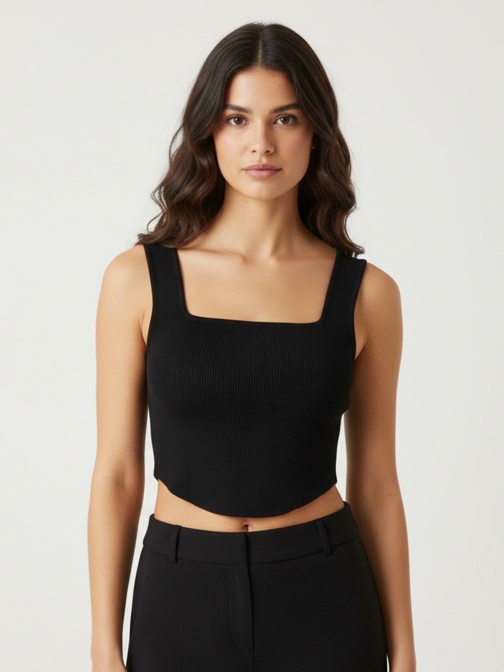 Zara | Black knit sleeveless crop tank top size small